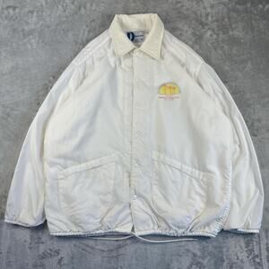 Vintage Dunbrooke White Sunlamd Village East Palm Trees Windbreaker Size XL